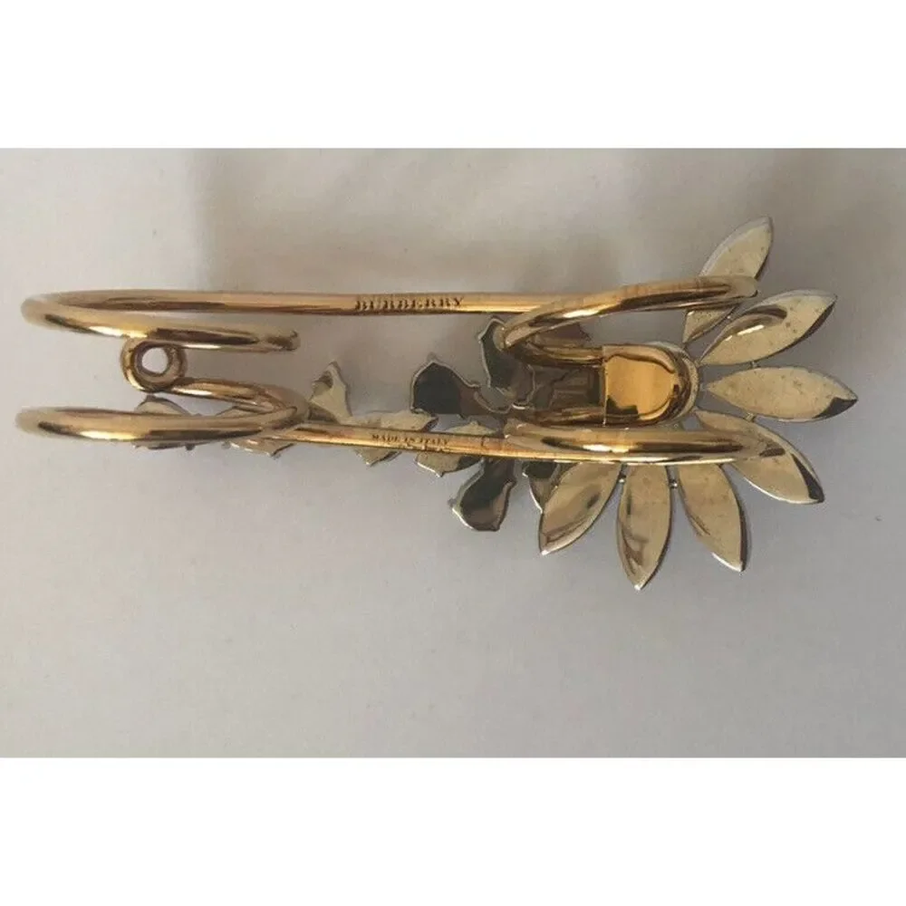 Burberry Half Daisy‎ Double Finger Ring Metal with Crystals Gold L New - Picture 3 of 11